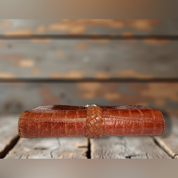 🤎🖤 Brighton Brown Croc Embossed Leather Organizer Wallet Heart Concho - Soft! - Picture 10 of 10